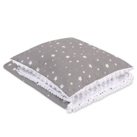 Set: Double-sided blanket minky + pillow- mini gray stars