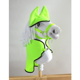 Set for Hobby Horse A3: Fleece blanket + earmuffs - neon green