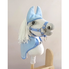 Set for Hobby Horse A4: Fleece blanket + earmuffs - light blue
