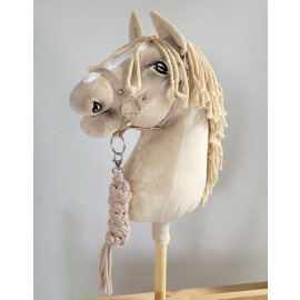 Set for Hobby Horse: the halter A3 + Tether made of cord - beige