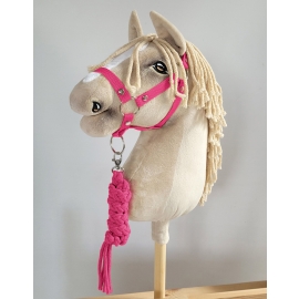 Set for Hobby Horse: the halter A3 + Tether made of cord - dark pink