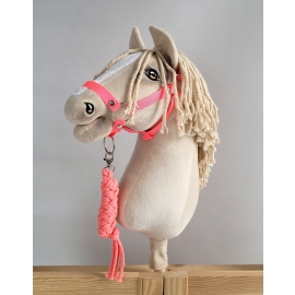 Set for Hobby Horse: the halter A3 + Tether made of cord - neon-pink