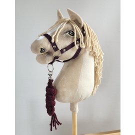 Set for Hobby Horse: the halter A3 + Tether made of cord - plum