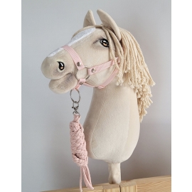 Set for Hobby Horse: the halter A3 + Tether made of cord - powder pink