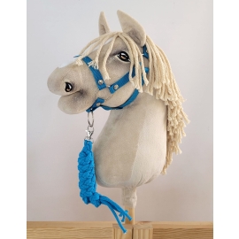 Set for Hobby Horse: the halter A3 + Tether made of cord - turquoise