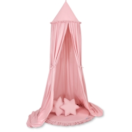 Set: Hanging canopy + Floor play mat + pillows - pastel pink