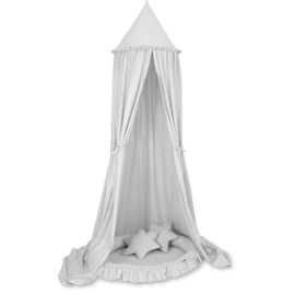 Set: Hanging canopy + Nest with flounce + pillows - gray