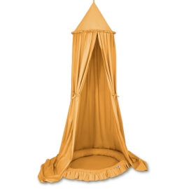 Set: Hanging canopy + Nest with flounce- honey yellow
