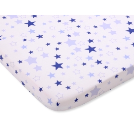 Sheet made of cotton for Baby cot 120x60cm white- blue stars