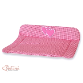 Soft Baby Changing Mat- Hanging Hearts dark pink checkered