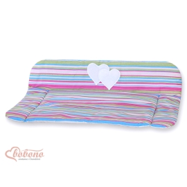 Soft Baby Changing Mat- Hanging Hearts lilac stripes