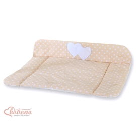 Soft Baby Changing Mat- Hanging Hearts white dots on beige