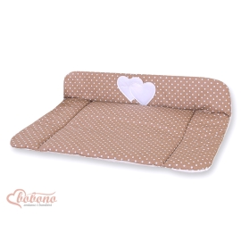 Soft Baby Changing Mat- Hanging Hearts white dots on brown