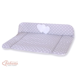 Soft Baby Changing Mat- Hanging Hearts white dots on Gray