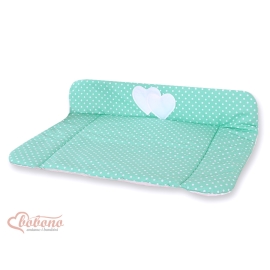 Soft Baby Changing Mat- Hanging Hearts white dots on mint