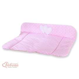 Soft Baby Changing Mat- Hanging Hearts white dots on pink