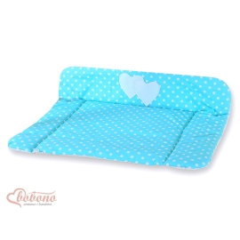 Soft Baby Changing Mat- Hanging Hearts white dots on turquoise