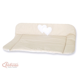 Soft Baby Changing Mat- Hanging Hearts white polka dots on beige