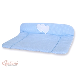 Soft Baby Changing Mat- Hanging Hearts white polka dots on blue