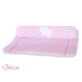 Soft Baby Changing Mat- Hanging Hearts white polka dots on pink