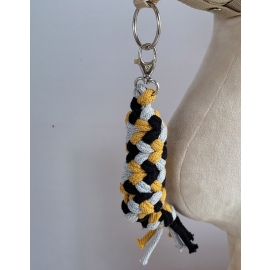 Tether for Hobby Horse made of double - mustard/ grey/ black