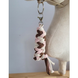 Tether for Hobby Horse made of double - pastel pink/ brown/ light beige