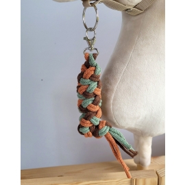 Tether for Hobby Horse made of double - pistachio/brown/ terracotta
