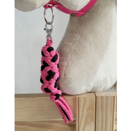 Tether for Hobby Horse made of double-twine cord - black-dark pink