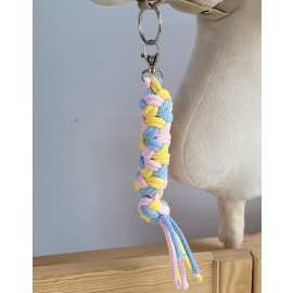 Tether for Hobby Horse made of double-twine cord - blau/hellrosa/gelb
