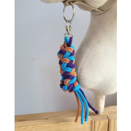 Tether for Hobby Horse made of double-twine cord - dark purple/ turquoise/ terracotta