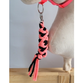 Tether for Hobby Horse made of double-twine cord - neon pink/ black