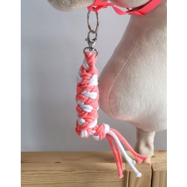 Tether for Hobby Horse made of double-twine cord - neon pink/ white