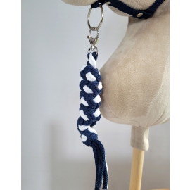 Tether for Hobby Horse made of double-twine cord - white-navy blue