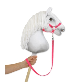 Tether for hobby horse made of webbing tape - neon pink
