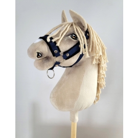The adjustable halter for Hobby Horse A3 - navy blue with black furry