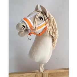 The adjustable halter for Hobby Horse A3 - neon orange with white furry