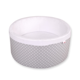 Toddlers Ball-pit Dry Pool minky without balls - white dots on Gray