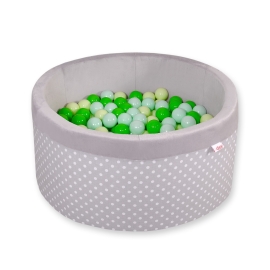 Toddlers Ball-pit minky with balls 200pcs - white dots on Gray