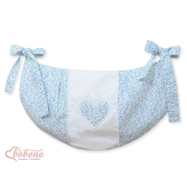 Toys bag- for Cot Bed Hanging Hearts blue flowers