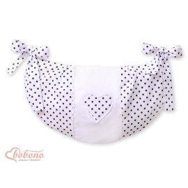 Toys bag- Hanging hearts black dots on white