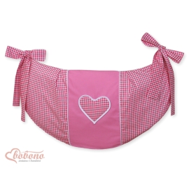Toys bag- Hanging Hearts dark pink checkered