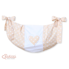 Toys bag- Hanging Hearts white dots on beige