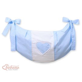 Toys bag- Hanging hearts white dots on blue