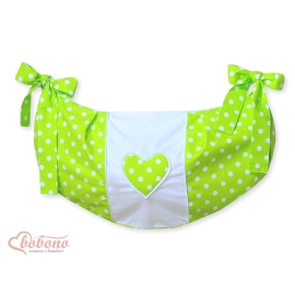 Toys bag- Hanging Hearts white dots on green