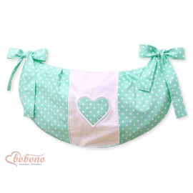 Toys bag- Hanging Hearts white dots on mint