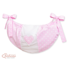 Toys bag- Hanging Hearts white dots on pink