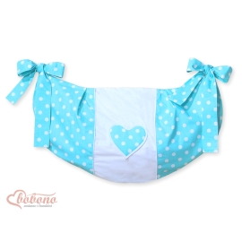 Toys bag- Hanging Hearts white dots on turquoise