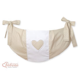 Toys bag- Hanging Hearts white polka dots on beige