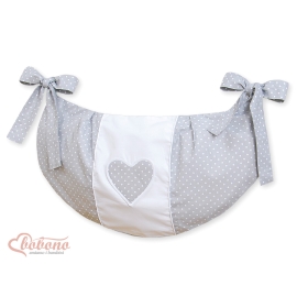 Toys bag- Hanging Hearts white polka dots on Gray