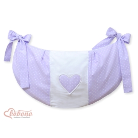 Toys bag- Hanging Hearts white polka dots on lilac